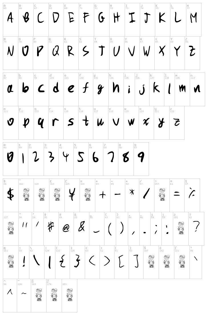 PuchiMono font map